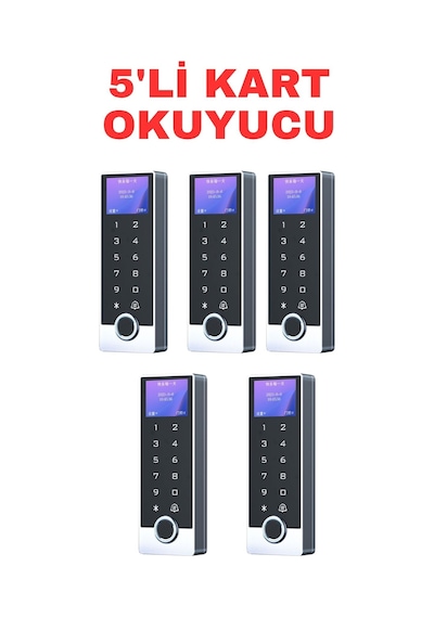 Sr-213 Lcd Em-w Parmak İzi Kart Şifre Okuyucu Lcd Ekranlı Ip68 Metal Kasa 125 Khz 5 Adet