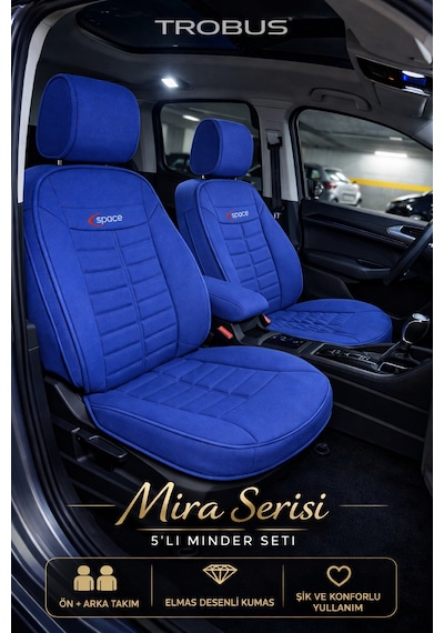Volkswagen Golf 2003 Ve Sonrası Uyumlu Mira Serisi Mavi 5'li Oto Koltuk Minderi