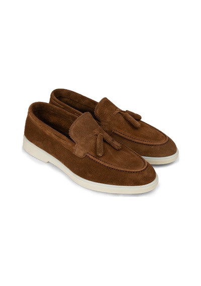 Deery Erkek Hakiki Süet Taba Rengi Püsküllü Loafer - 02027mtbac01 Taba
