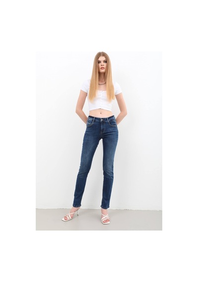 Kadın Likralı Slim Jean Pantolon Mavi 001
