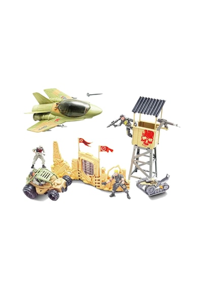 The Corps Mission Terrain Battle Askerî Oyun Seti Jet, Tank, Arazi Aracı Ve 4 Eklemli Asker Figürü