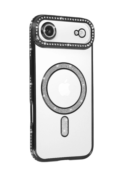 Apple iPhone Uyumlu iPhone 17 Air Joke Simli Magneticsafe Kılıf - Siyah Renkli