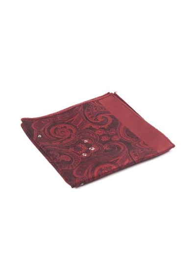 Brianze Bordo Beyaz Şal Motif Desen Kravat Mendil Set Bordo - Beyaz