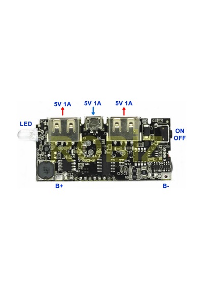Powerbank Devresi Lcd Ekranlı 5v 1a Dual Usb Çıkış Micro Usb Giriş Lityum Lion 18650 Pil Şarj Mobil