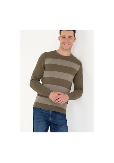 U.S. Polo Assn. U.s. Polo Assn. Bisiklet Yaka Slim Fit Erkek Kazak Natur Haki
