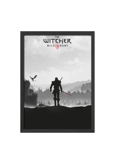 The Witcher Siyah Ahşap Çerçeveli Poster, Dekoratif Oyun Duvar Tablosu