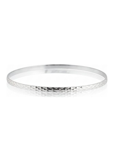 Oya Silver Desenli İnce Gümüş Ajda Bilezik 6.2x6.2 Cm Kl234j