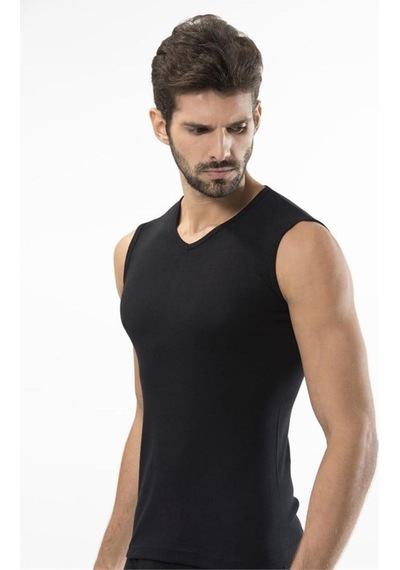 Türen 158 Spor V Yaka Erkek Atlet İkili Paket-sıyah Siyah