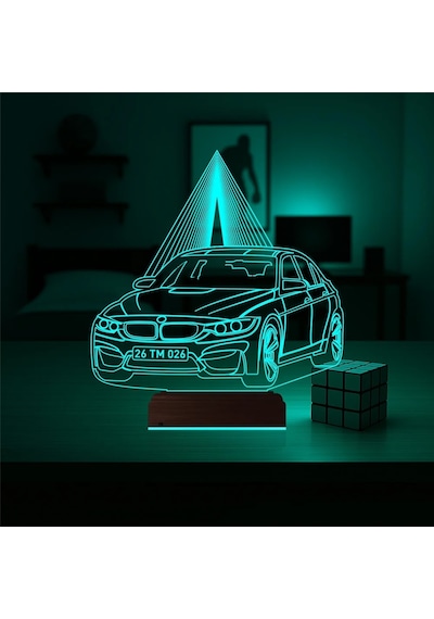 Luvivia Araba Otomobil Bmw Kişiye Özel 3d Lamba - Masa Gece Lambası Şeffaf