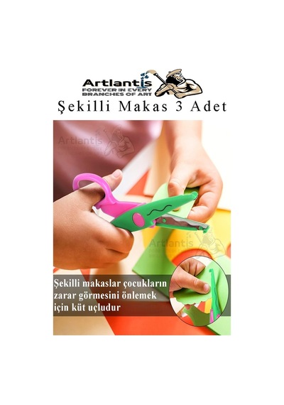 Şekilli Makas Metal Plastik Kaplamalı 3 Lü 1 Paket Desenli Tırtıklı Şekilli Kesen Makas Seti Güvenli Çocuk Okul Öncesi