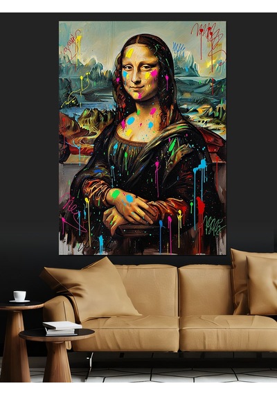 Mona Lisa Pop-art Versiyonu Dekoratif Kanvas - Mdf Ahşap Tablo
