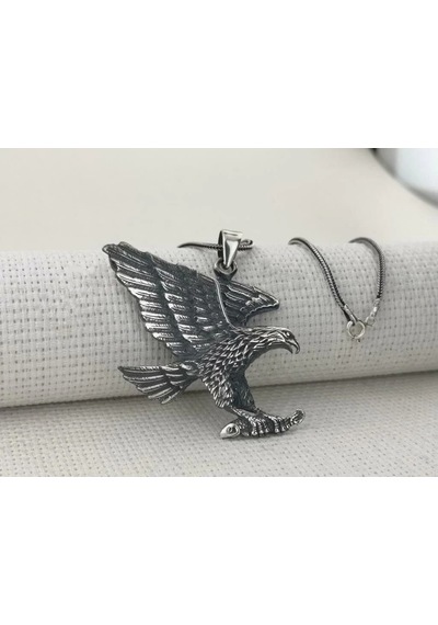 Takılingo 925 Ayar Gümüş 3d Kartal Tasarımlı Erkek Kolye Gümüş
