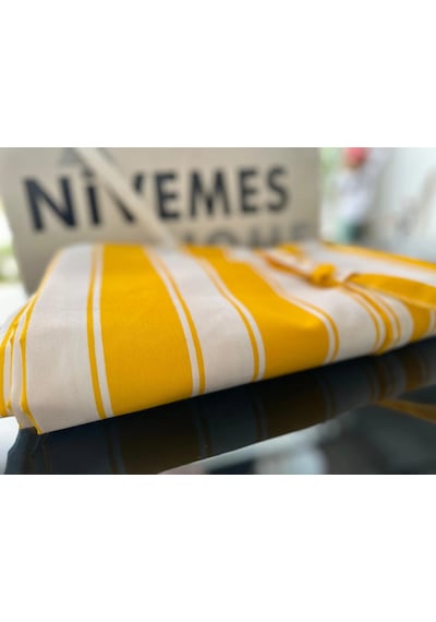 Nivemeshome Branda Sarı - Beyaz Balkon Perdesi