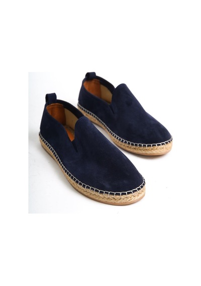 Mubiano Hakiki Deri Summer Erkek Jüt Taban Lacivert Süet Espadril & Loafer -mssr1120-lcv