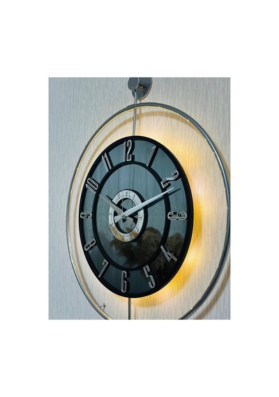 Pey Aksesuar Metal Camlı Duvar Saati Krom Statık 50 X 70cm Orta Boy Işıklı M51-kromgrı-füme-siyah-gümüş M51-kromgrı-füme-siyah-gümüş