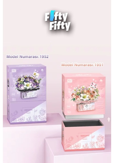 Loz Ledli Pembe Dekoratif Ve Koleksiyonluk Çiçek Buketi 1212 Parça Çiçek Modeli Yapım Seti Fflz-1951