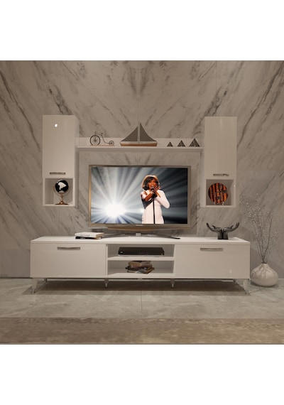 Decoraktiv Eko 5da Slm Dvd Silver Tv Ünitesi Tv Sehpası Beyaz