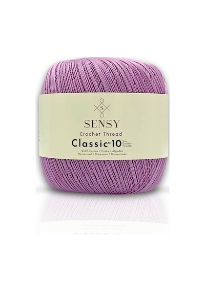Sensy Classic 10 Tığ İpi 100% Merserize Pamuk Örgü İpi, Dantel İpi, Giza Mısır Pamuğu İp Lila