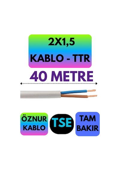 Öznur 2x1,5 Ttr Kablo Beyaz Metre Seçenekli - 40 Metre