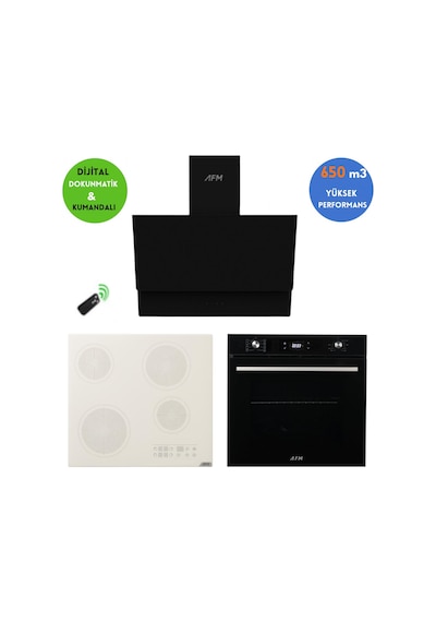 Alveus Afm Serisi Fredo Vitro FM7700 + V6-05 + FM3400B Elektrikli Cam Ankastre Set