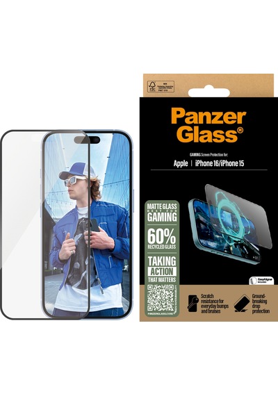Panzerglass Gaming Apple Uyumlu iPhone 16 15 Ultra-wide Fit Tam Koruma Çerçeve Aparatlı Ekran Koruyucu