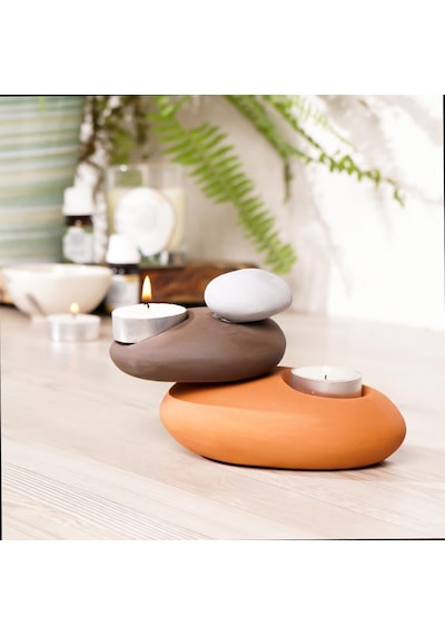 Mitr Özel Tasarım El Yapımı 2'li Tealight Mumluk Renkli