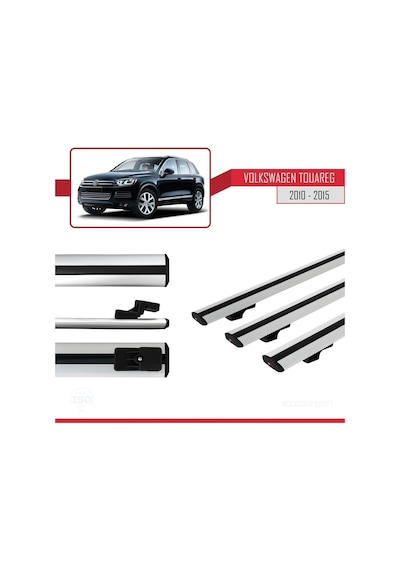 Volkswagen Touareg 2010-2015 Arası İle Uyumlu Basic Model Ara Atkı Tavan Barı Gri 3 Adet