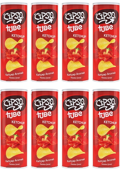 Cipso Tube Ketçap Aromalı Cips 160 Gr X 8 Adet