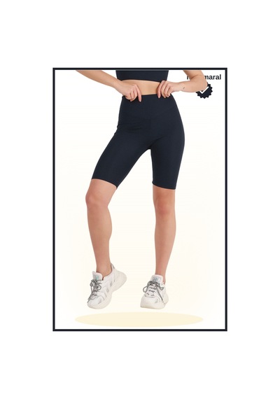 Missmaral Kadın Yüksek Bel Toparlayıcı Tayt Kısa Spor Şort Deniz Havuz Spor Lacivert Biker Shorts 1070 Lacivert