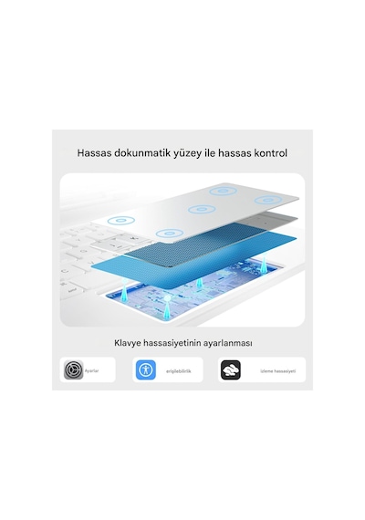 Apple Uyumlu iPad  Pro 11inç M4 2024 1/2/3/4.nesil Klavyeli Kılıf Magic Keyboard Touchpad Aydınlatmalı Klavye Kılıf