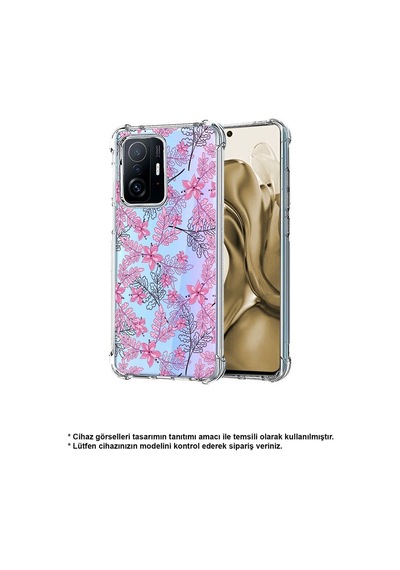 Samsung Galaxy A26 İle Uyumlu Floral Pembe Baskılı Şeffaf Köşe Korumalı Antişok Kılıf