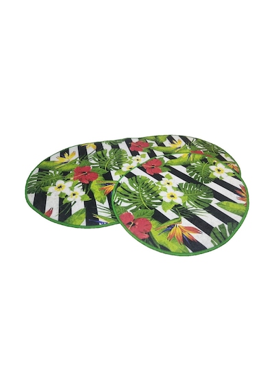 Banyo Paspası 2'li Set 3d Baskılı Jel Palm Çok Renkli