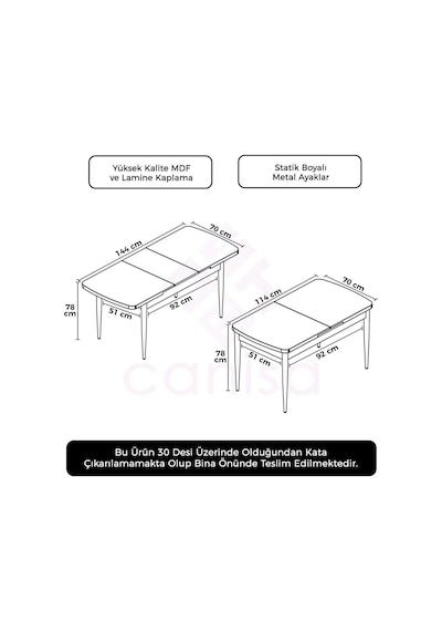 Canisa Concept Han Serisi 70x114, Açılabilir Mdf Mutfak Masası, Yemek Masası, Beyaz Masa Beyaz Canisa Concept Han Serisi 70x114, Açılabilir Mdf Mutfak Masası, Yemek Masası, Beyaz Masa Beyaz