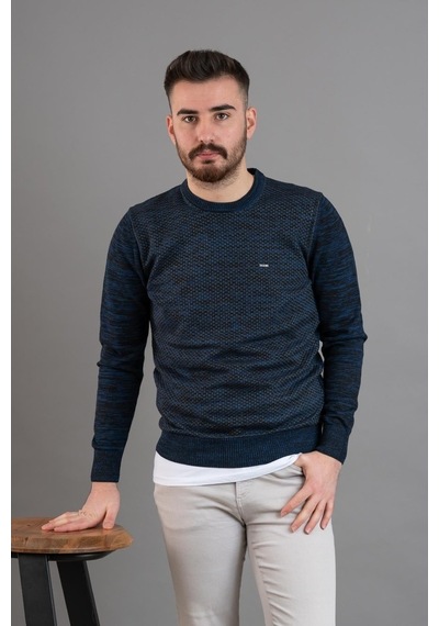 Dorss Slimfit Desenli Sıfır Yaka Erkek Triko Kazak