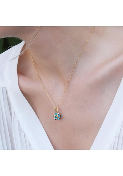 Nazar Boncuklu Gold Kaplama Top Gümüş Kolye Gümüş