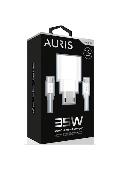 Auris ARS-CH38 35 W Apple Uyumlu iPhone 15 Usb-c To Usb-c Şarj Başlığı + Kablo Seti
