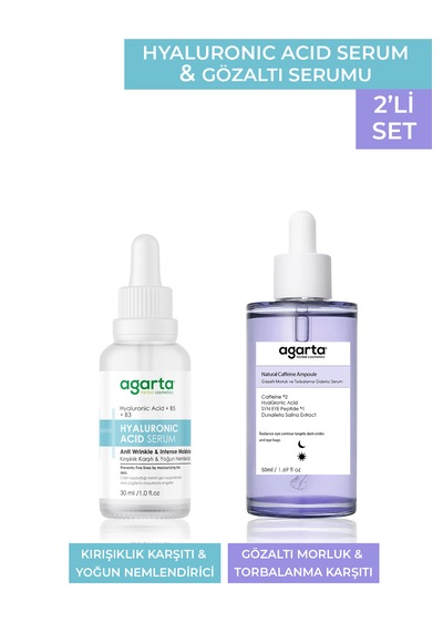 Agarta Kafein İçerikli Gözaltı Morluk ve Torbalanma Giderici Serum 50 ML + Hyaluronic Acid Serum 30 ML