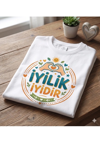 İyilik İyidir Yazılı Tshirt Tasarımı Ütü İle Yapışan Tekstil Dtf Baskı