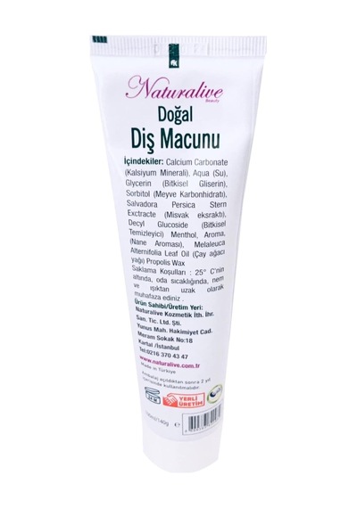%100 Doğal Diş Macunu Yerli Üretim Helal Belgeli 100 Ml