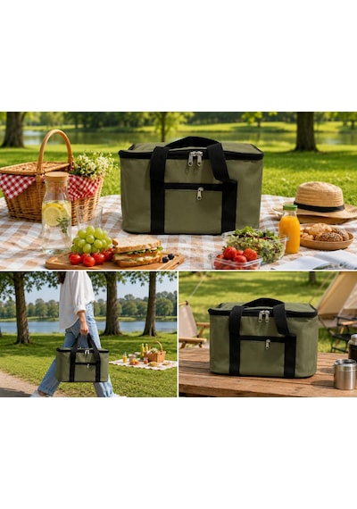 Lexroo Dordoi Haki Yeşil Renk 22 Litre Termal Piknik Ve Taşıma Çantası