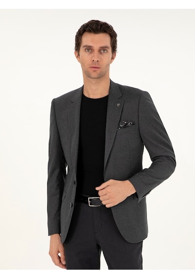Cacharel Antrasit Slim Fit Yün Karışımlı Ceket Gri