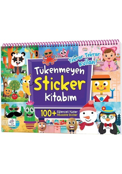Tükenmeyen Sticker Kitabım - Eğlenceli Yüzler (100+ Tekrar Tekrar Kullanılabilen Sticker)