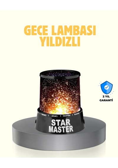 Led Renk Değiştiren Yıldız Projektör Galaxy Efektli Gece Lambası Siyah 39022376