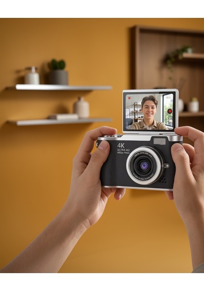 4k Dijital Kamera 48 Mp 8x Zoom 180 Derece Flip Ekran