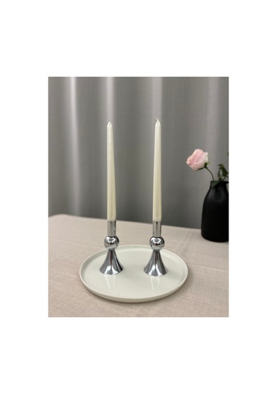 Gümüş Rengi Pısa 2'li Şamdan & Mumluk Seti Gümüş - 817593080 Gümüş