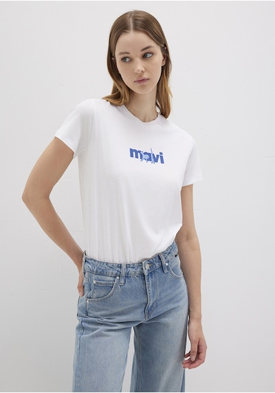 Mavi - Mavi Kedi Baskılı Beyaz Tişört 1613287-620 Beyaz