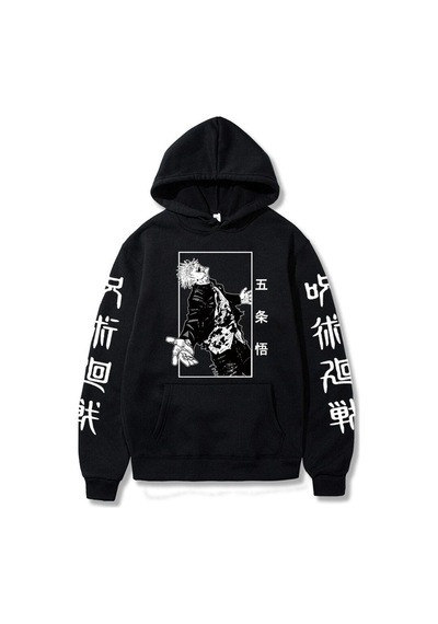 Startmore Jujutsu Kaisen Satoru Gojo Grafik Hoodie 14723 Siyah Siyah