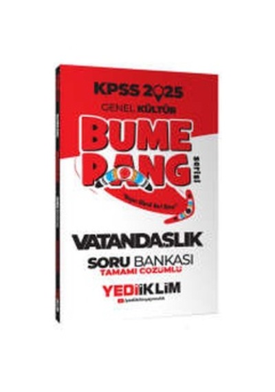 Yediiklim  Yayınları 2025 KPSS Genel Kültür Bumerang Vatandaşlık Tamamı Çözümlü Soru Bankası 