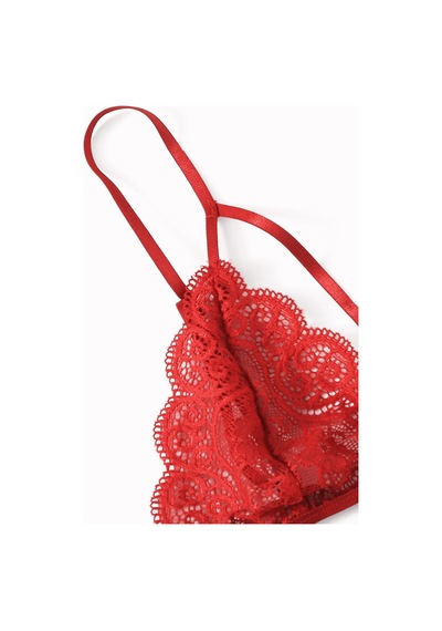 Ang Butik Kadın Kırmızı Dantel Sütyen Külot Takımı