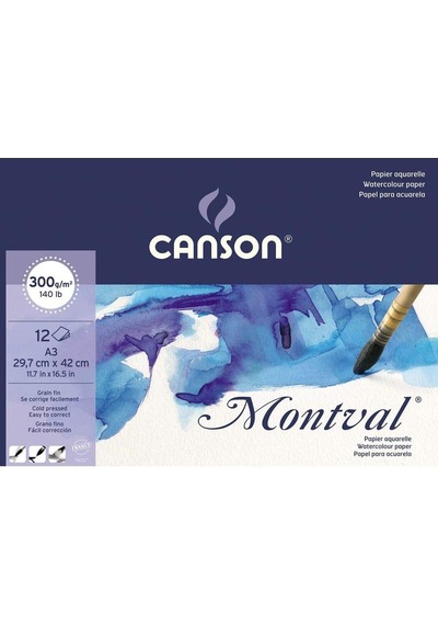 Canson A3 Montval Sulu Boya Bloğu 300 Gr 12 Sayfa